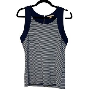 Banana Republic Striped‎ Tank Top Sleeveless Nautical Blue White Zipper Back 8